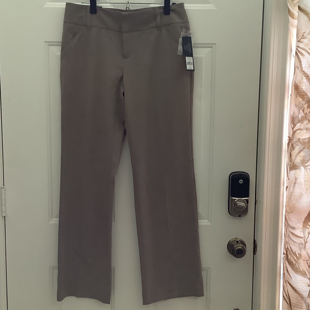 Daisy Fuentes Straight Leg Mid Rise Favorite Dress Pants 8 Dark Pebble Heather